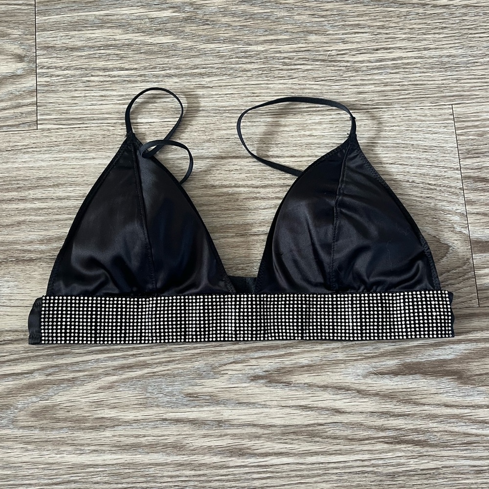 Black Rhinestone Embellished Bralette
